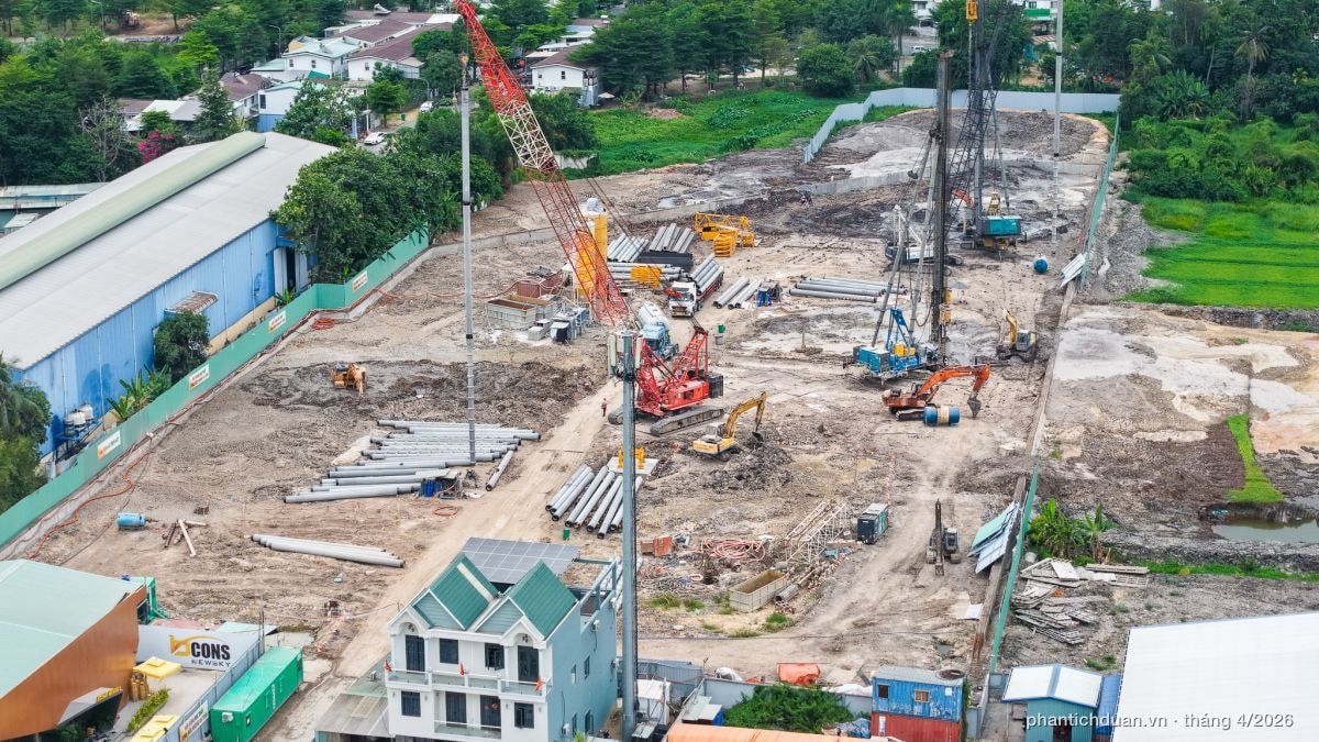 Toàn cảnh công trường Bcons NewSky tại QL13, Thuận An — tháng 4/2026